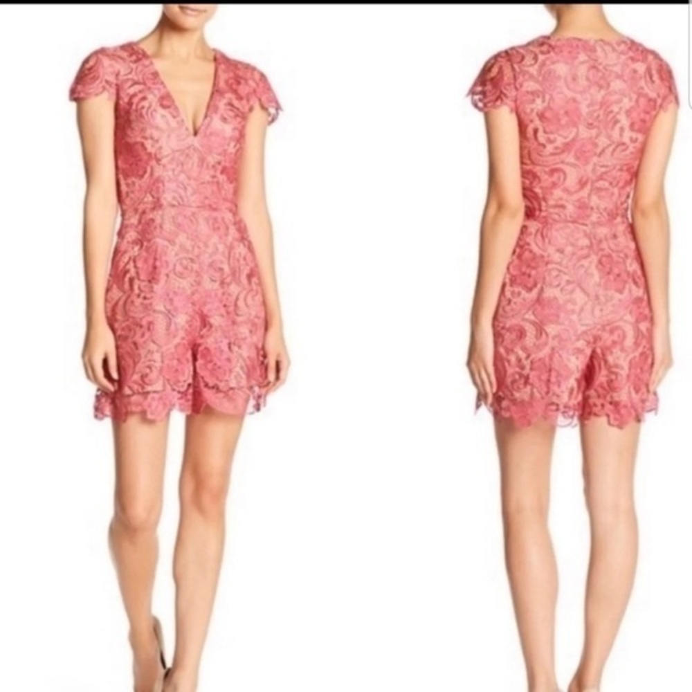 Dress the Population Pink Lace Romper NWOT